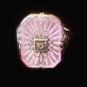 Pink Filagree Silver Ring